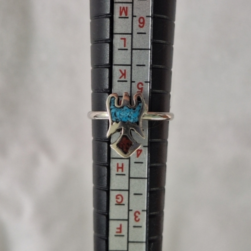 Turquoise and Coral Micromosaic Phoenix Ring